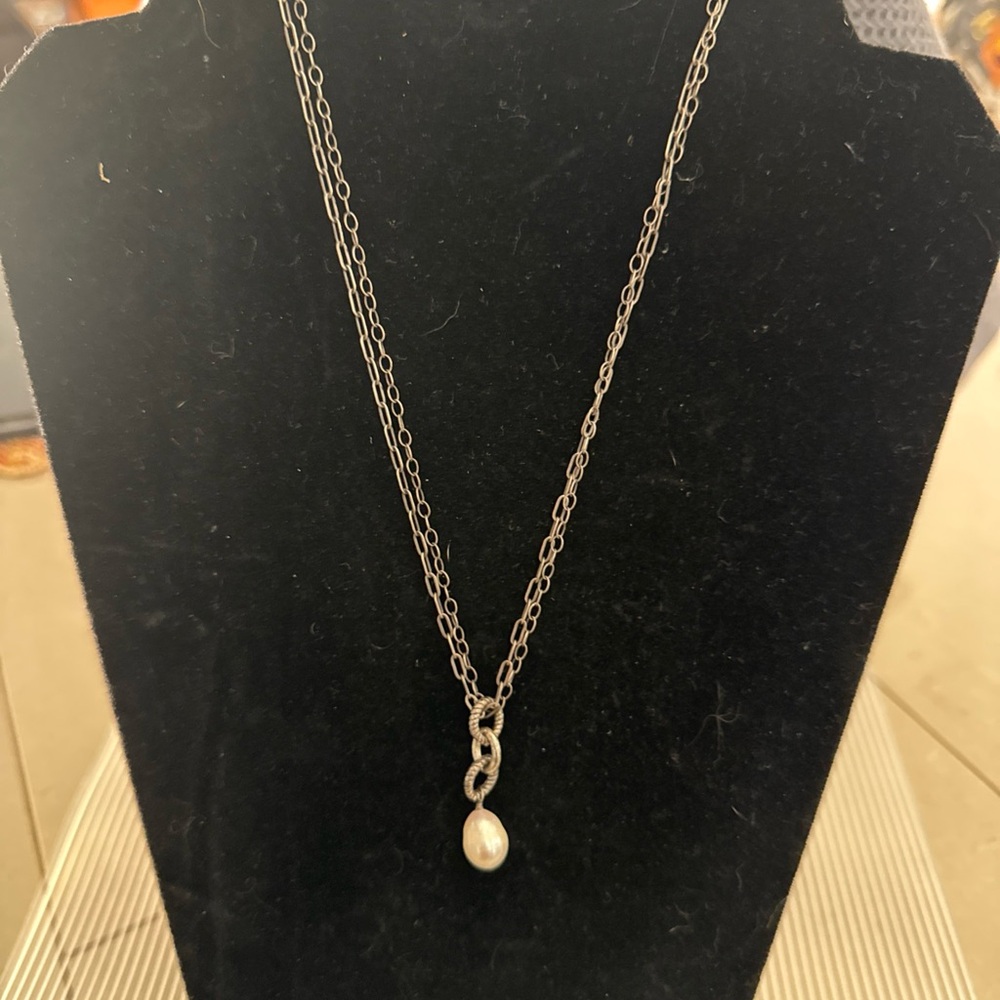 Silpada 925 Sterling Silver Pearl Chainlink Necklace Pre-Owned 18”